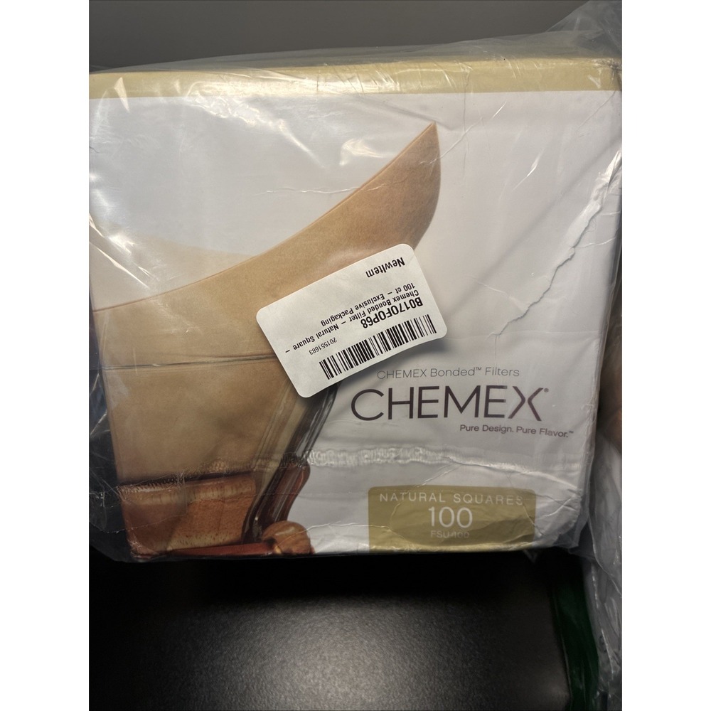Chemex FSU-100 Bonded Coffee Filters Natural Squares 200 Ct (Pack of 2) NEW